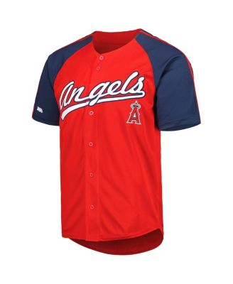 Men's Red Los Angeles Angels Button-Down Raglan Fashion Jersey