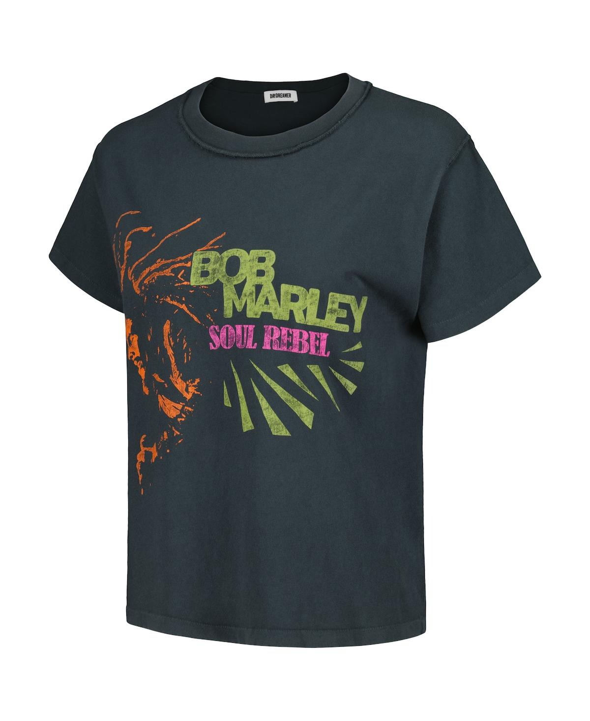 Shop Daydreamer Women's  Black Distressed Bob Marley Soul Rebel Reverse Girlfriend T-shirt