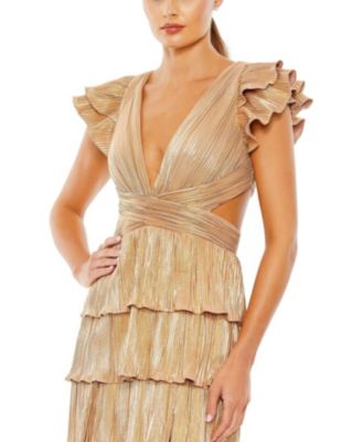 Women's Ieena Ruffle Tiered Criss Cross Lace Up Gown