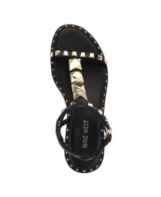 Nine West Women's Marcila Studded Strappy Flat Sandals - Macy's
