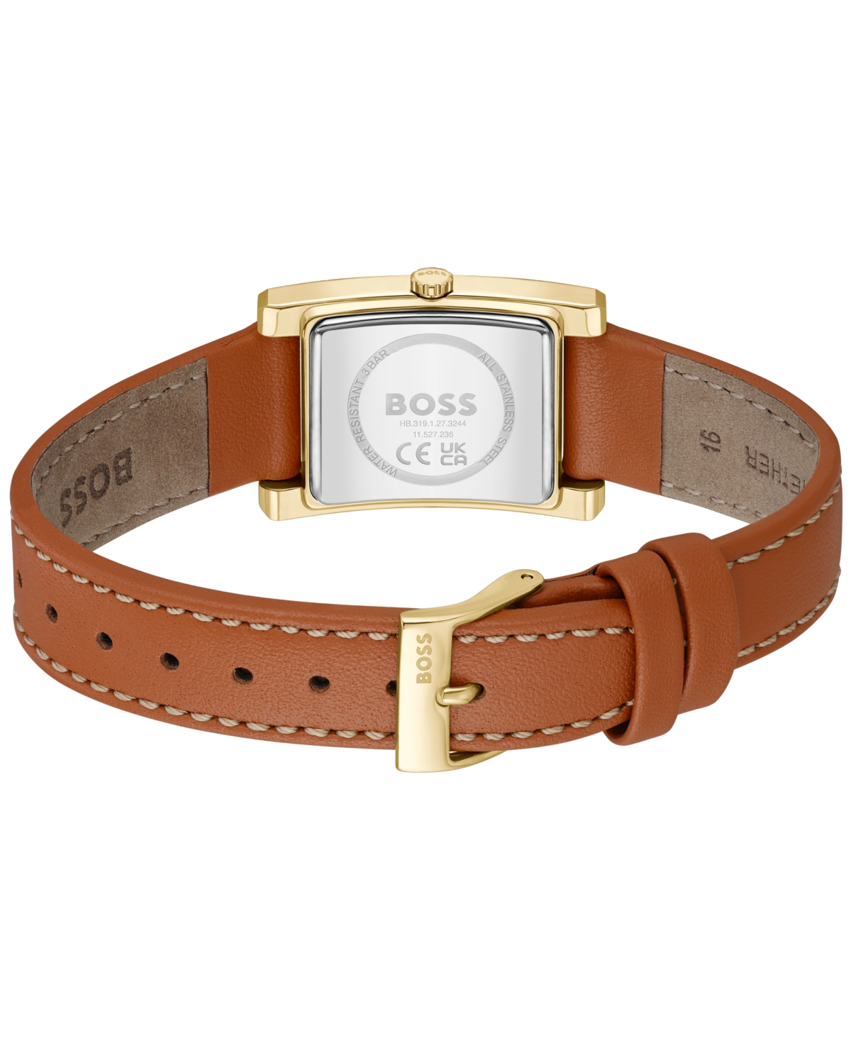 Shop Hugo Boss Women's Lucy Quartz Basic Slim Brown Leather Watch 23mm