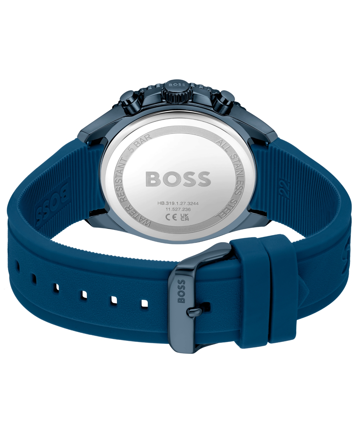Shop Hugo Boss Boss Men's Runner Quartz Chrono Blue Silicone Watch 44mm