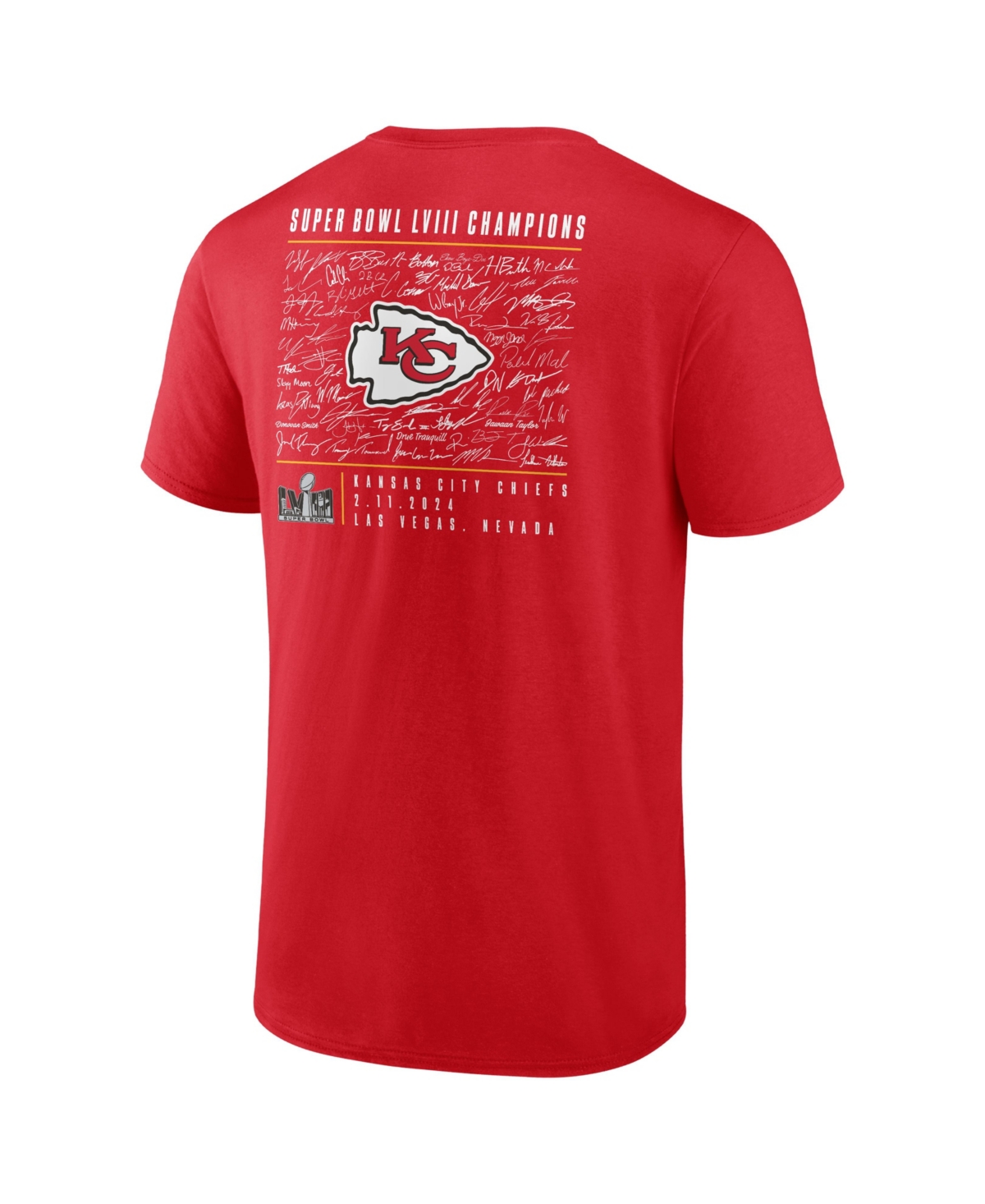 Men's FanaticsKansas City Chiefs Super Bowl Lviii Champions Autograph Signing T-shirt - Red