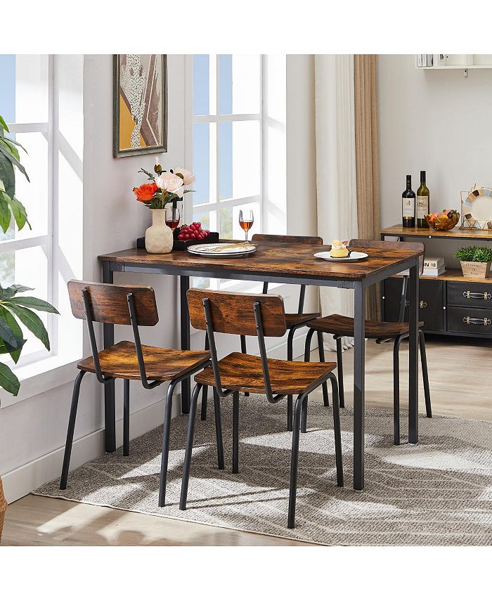 Simplie Fun Dining table and chair set with 4 chairs with curved back