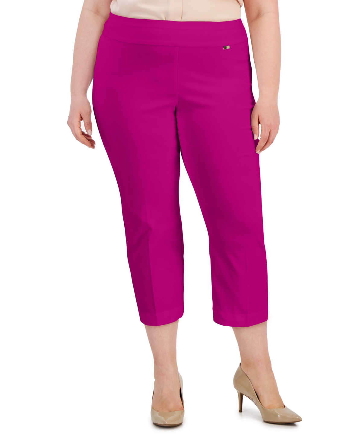 Inc International Concepts Plus Size Mid-rise Pull-on Capri Pants, Created For Macy's In Violet Orchid