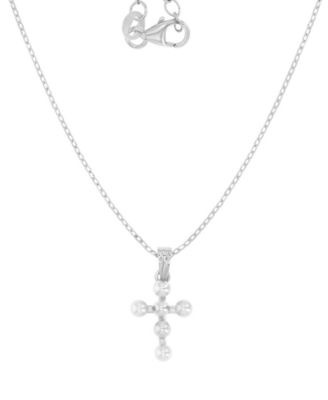 Macy's - Children's Imitation Pearl Cross Pendant Necklace, 13" + 2" extender