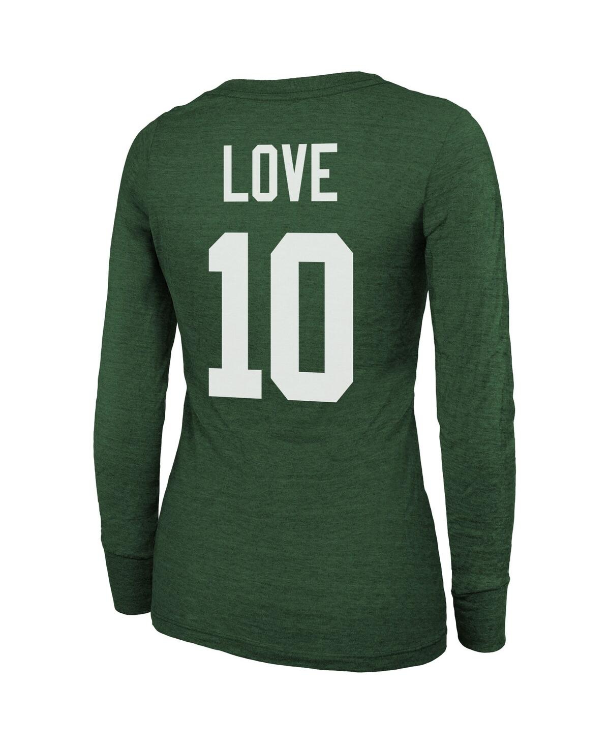 Shop Majestic Women's  Threads Jordan Love Green Green Bay Packers Name And Number Long Sleeve Scoop Neck