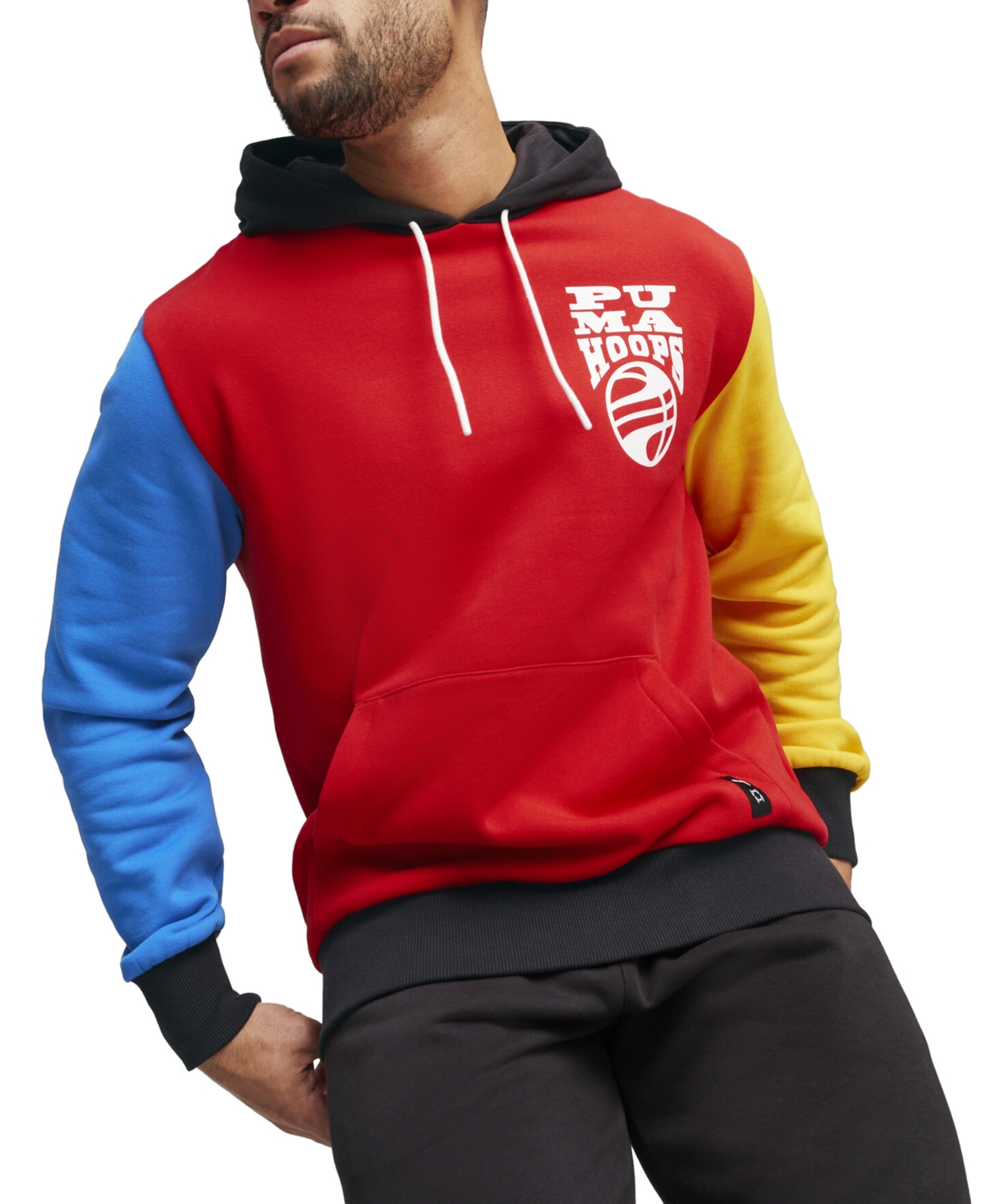 Puma Men's Posterize 2.0 Regular-fit Logo-print Fleece Hoodie In For All Time Red- Black