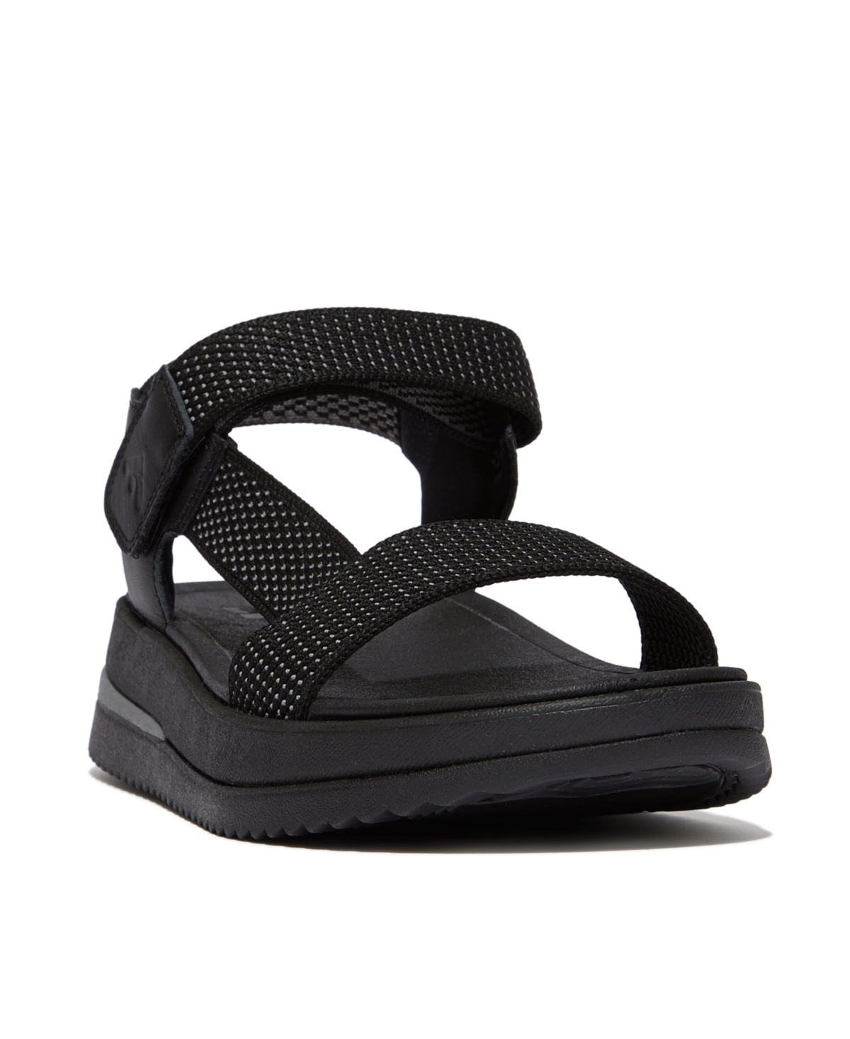 Fitflop Women's Surff Two-tone Webbing Or Leather Back-strap Sandals In Black