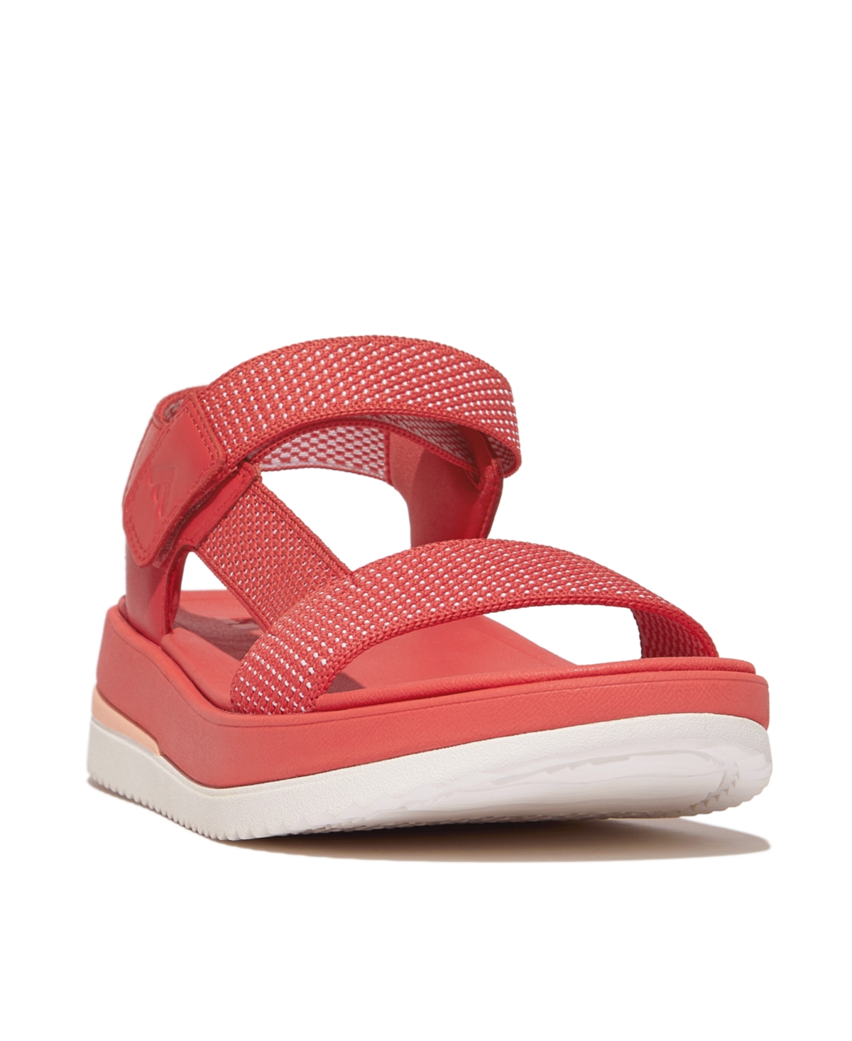 Fitflop Women's Surff Two-tone Webbing Or Leather Back-strap Sandals In Rosy Coral