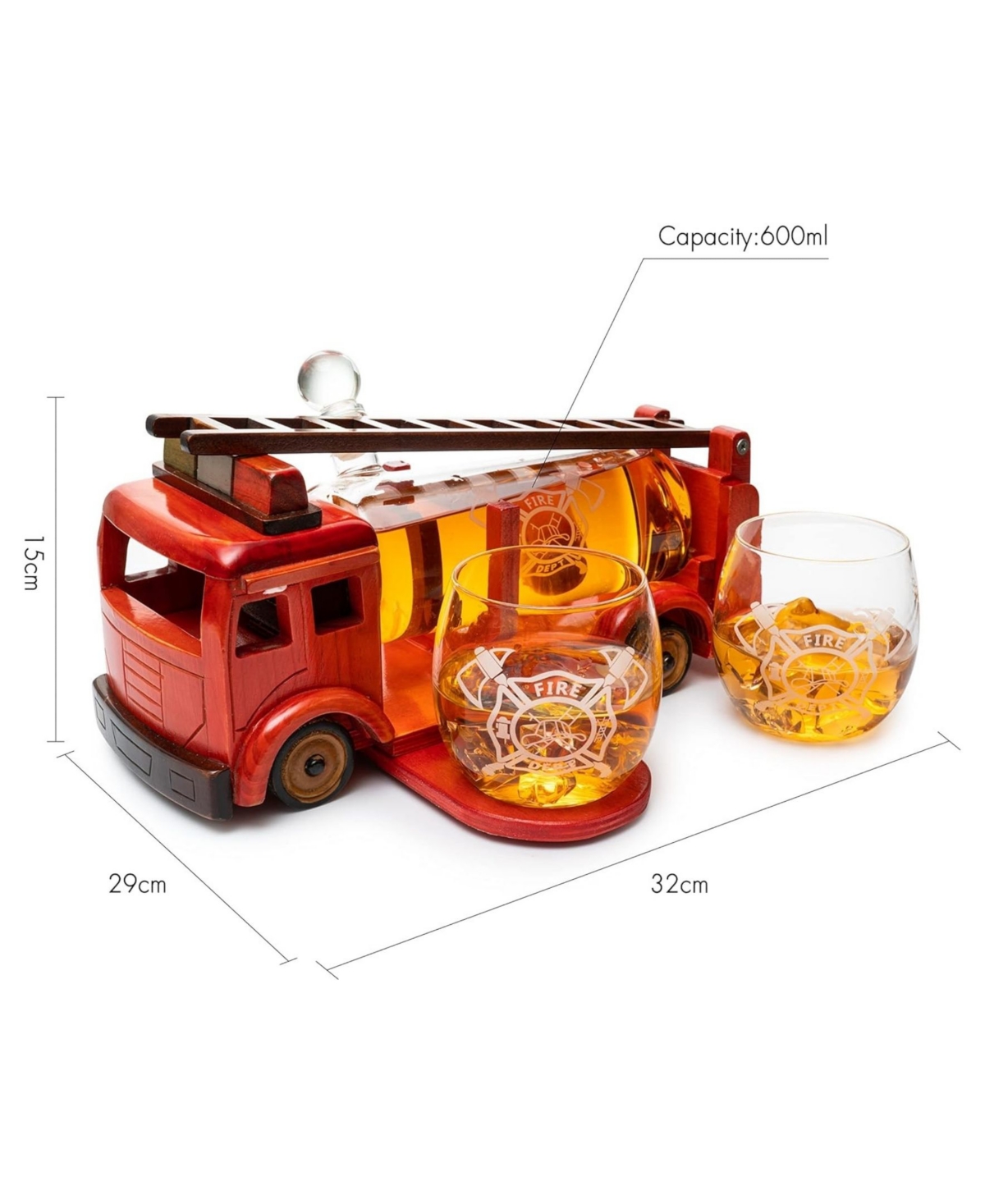 Shop The Wine Savant Firetruck Decanter, Set Of 3 In Clear