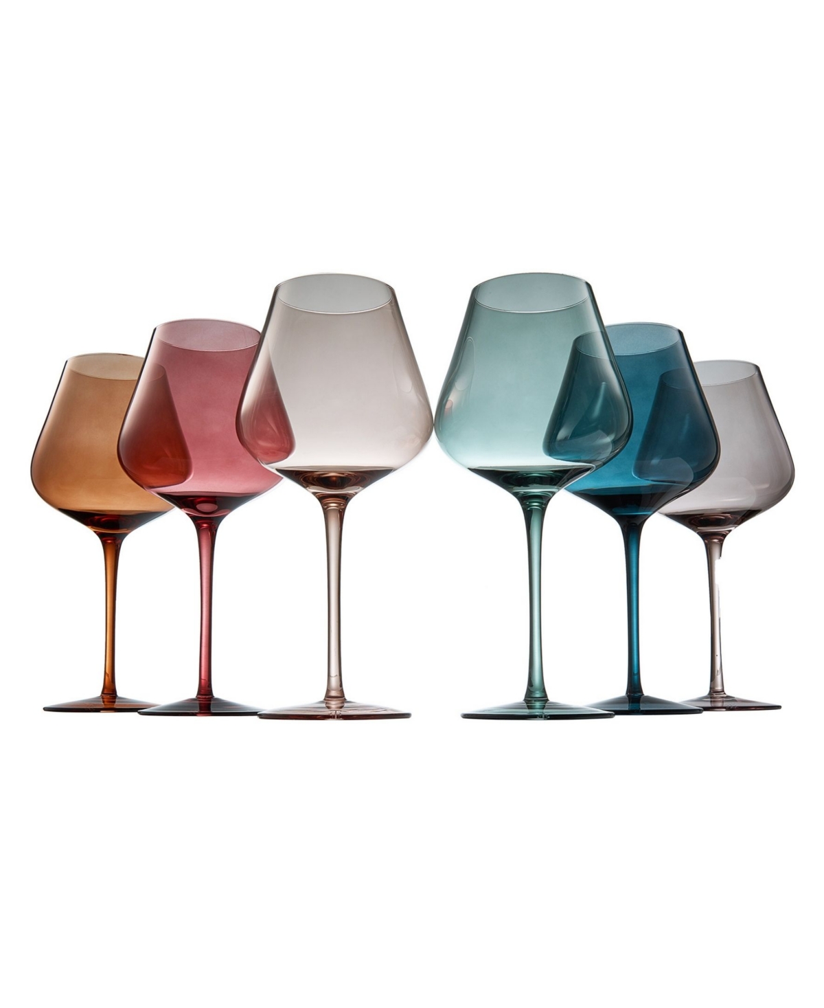 The Wine Savant Pastel Large Colored Crystal Wine Glass, Set Of 6 In Multicolored