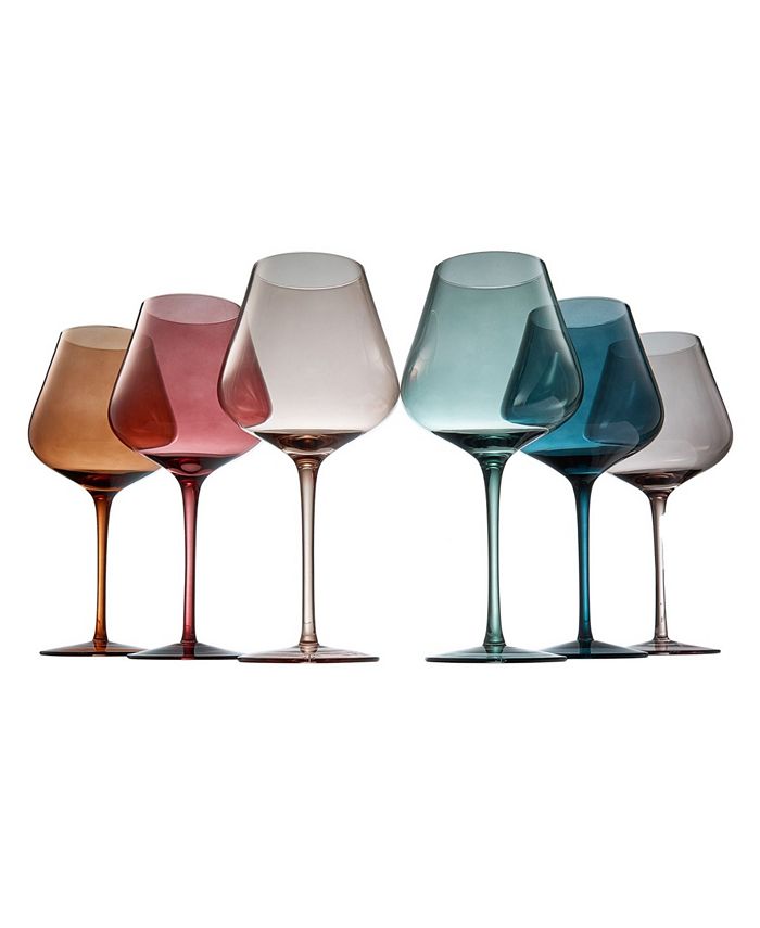 The Wine Savant Pastel Large Colored Crystal Wine Glass, Set of 6 Macy's