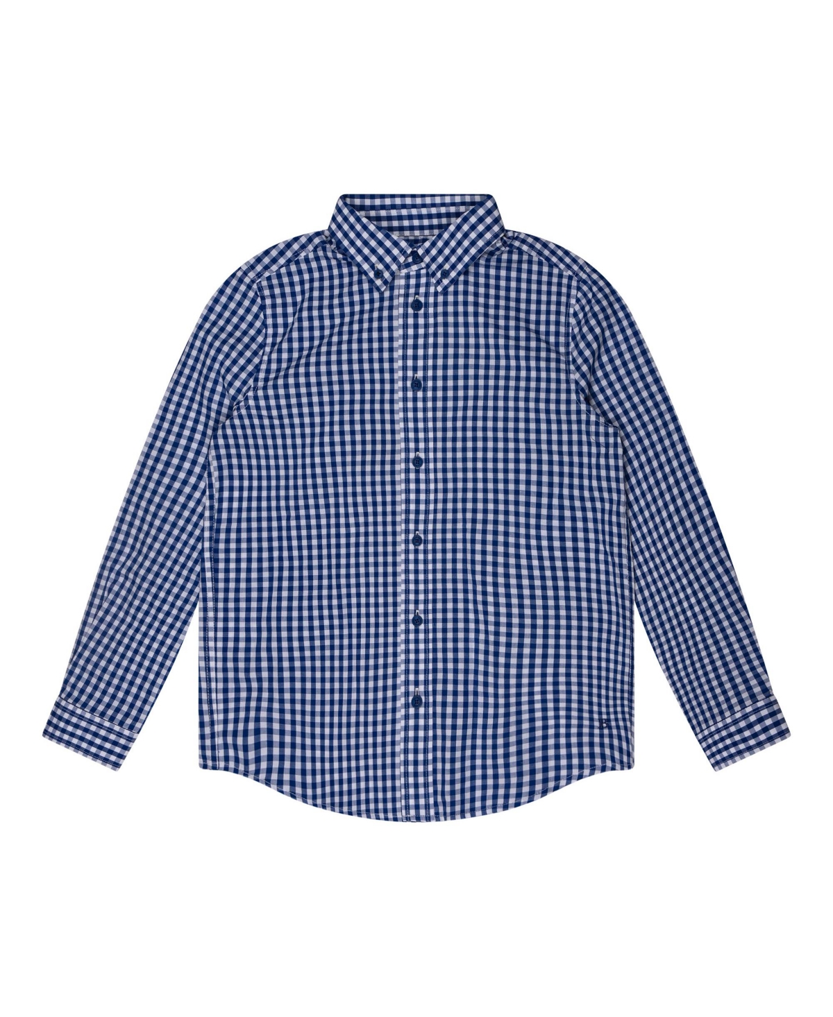 Shop Brooks Brothers B By  Big Boys Gingham Woven Long Sleeve Poplin Shirt In Royal Blue