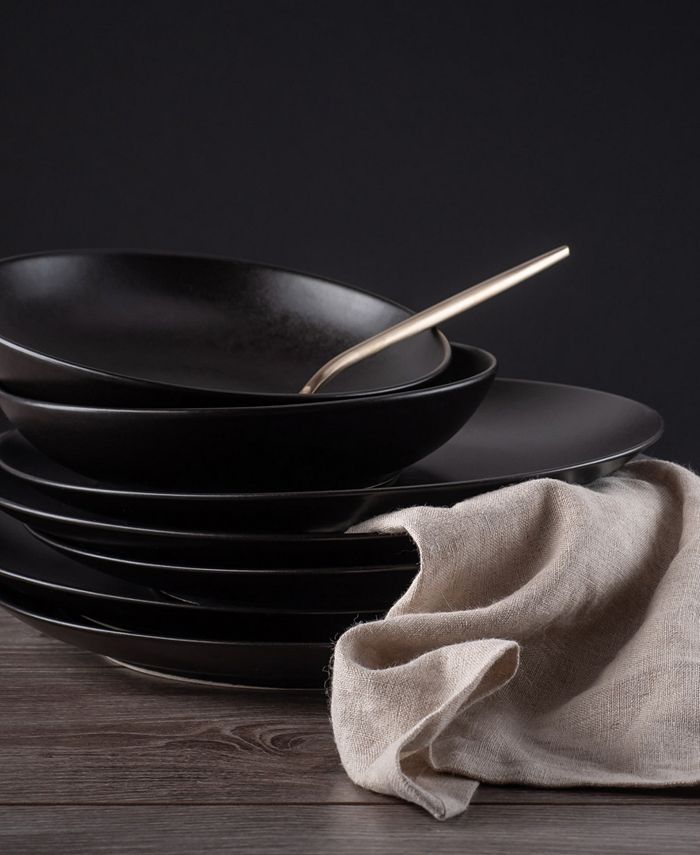 Stone Lain Porto by Semplice Stoneware Full Dinnerware Set, 24 Pcs