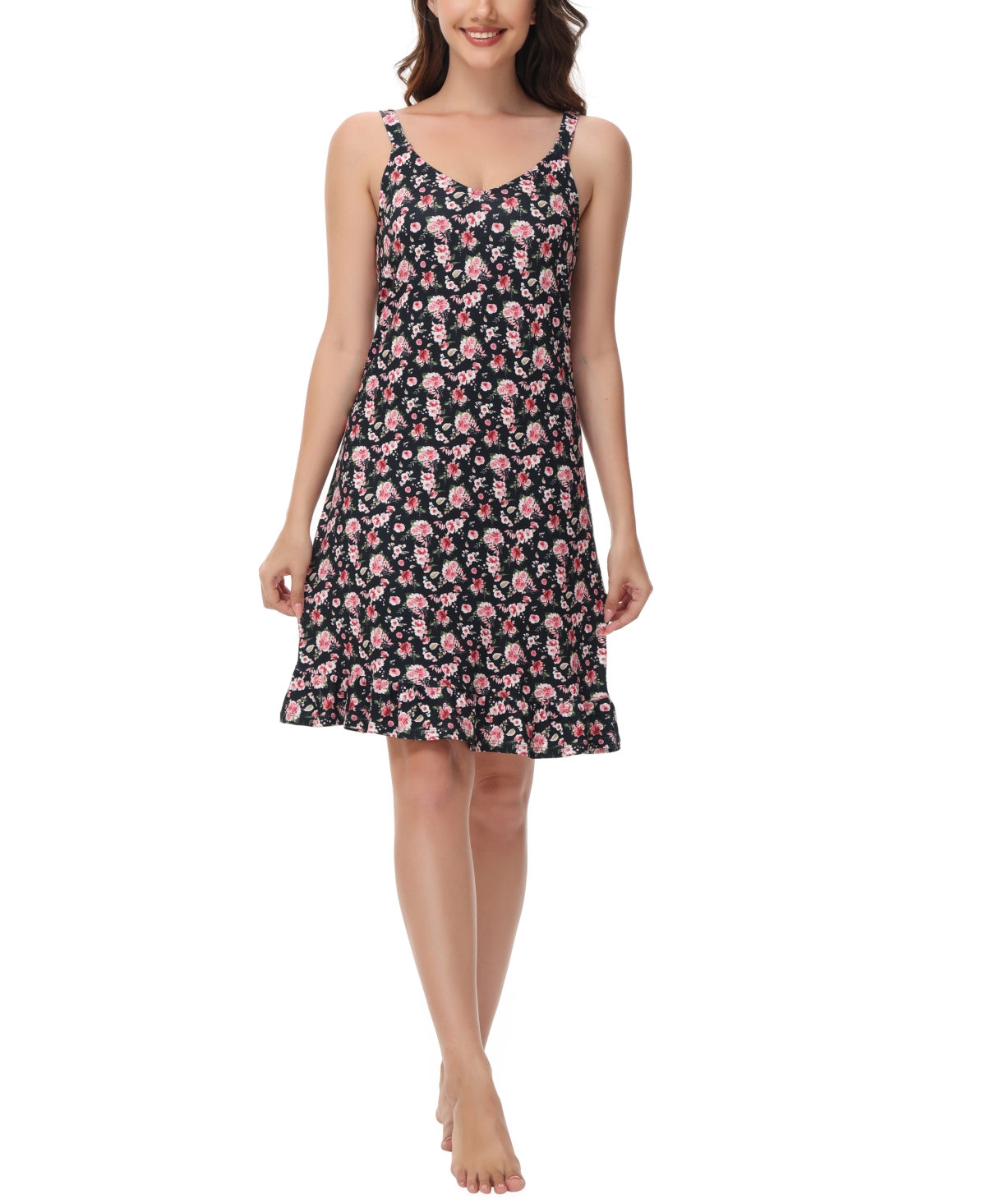 Shop Ink+ivy Women's Printed Ruffle Nightgown In Garden Party