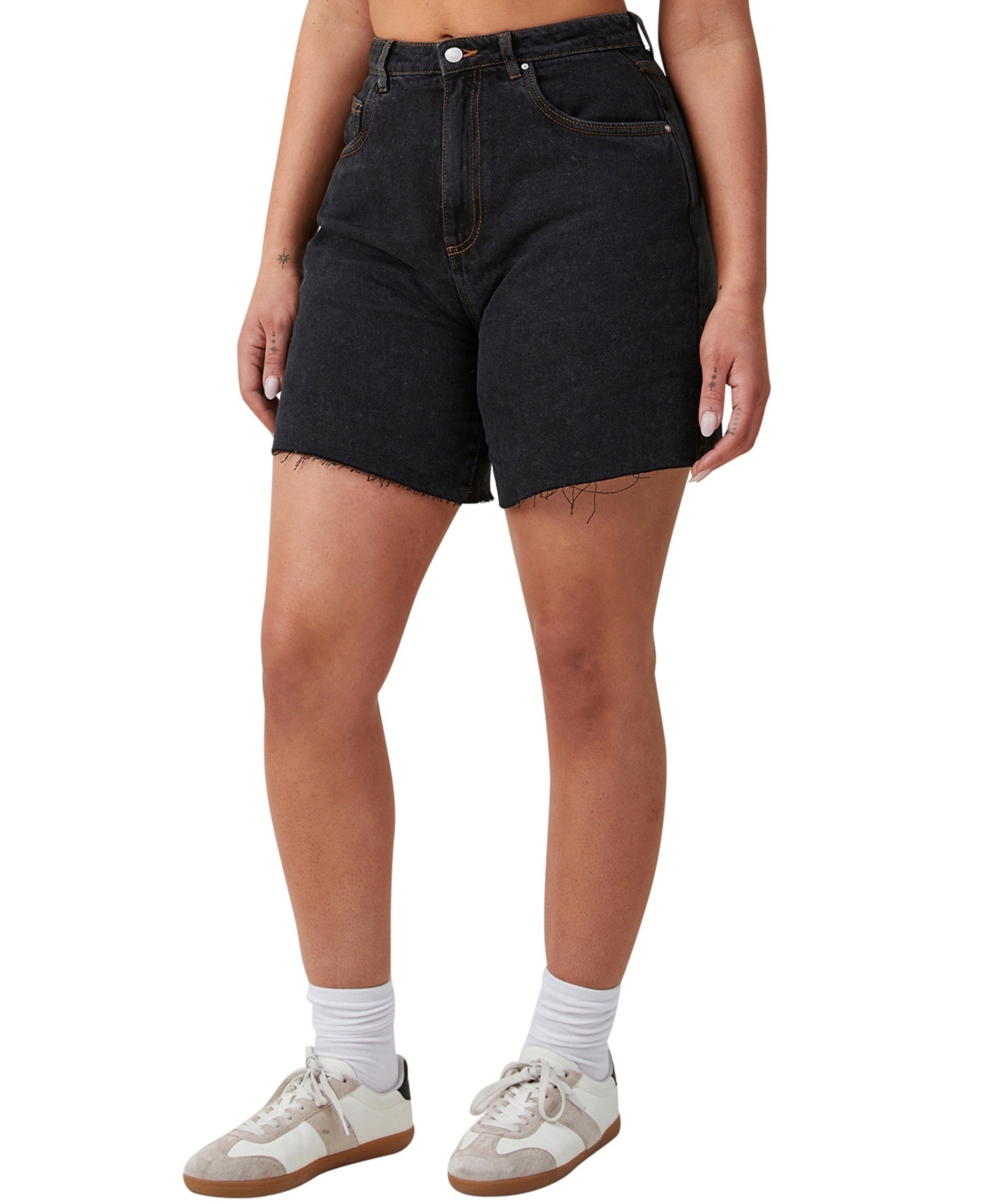 Women's Curvy Relaxed Denim Shorts - Smokey Black