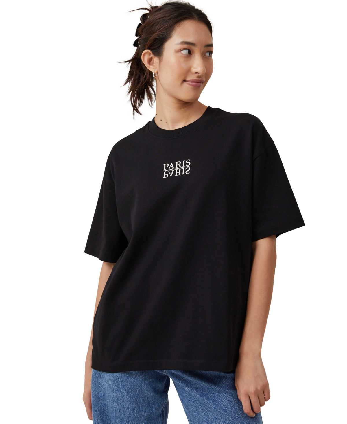 Shop Cotton On Women's The Premium Boxy Graphic T-shirt In Parisparis,black