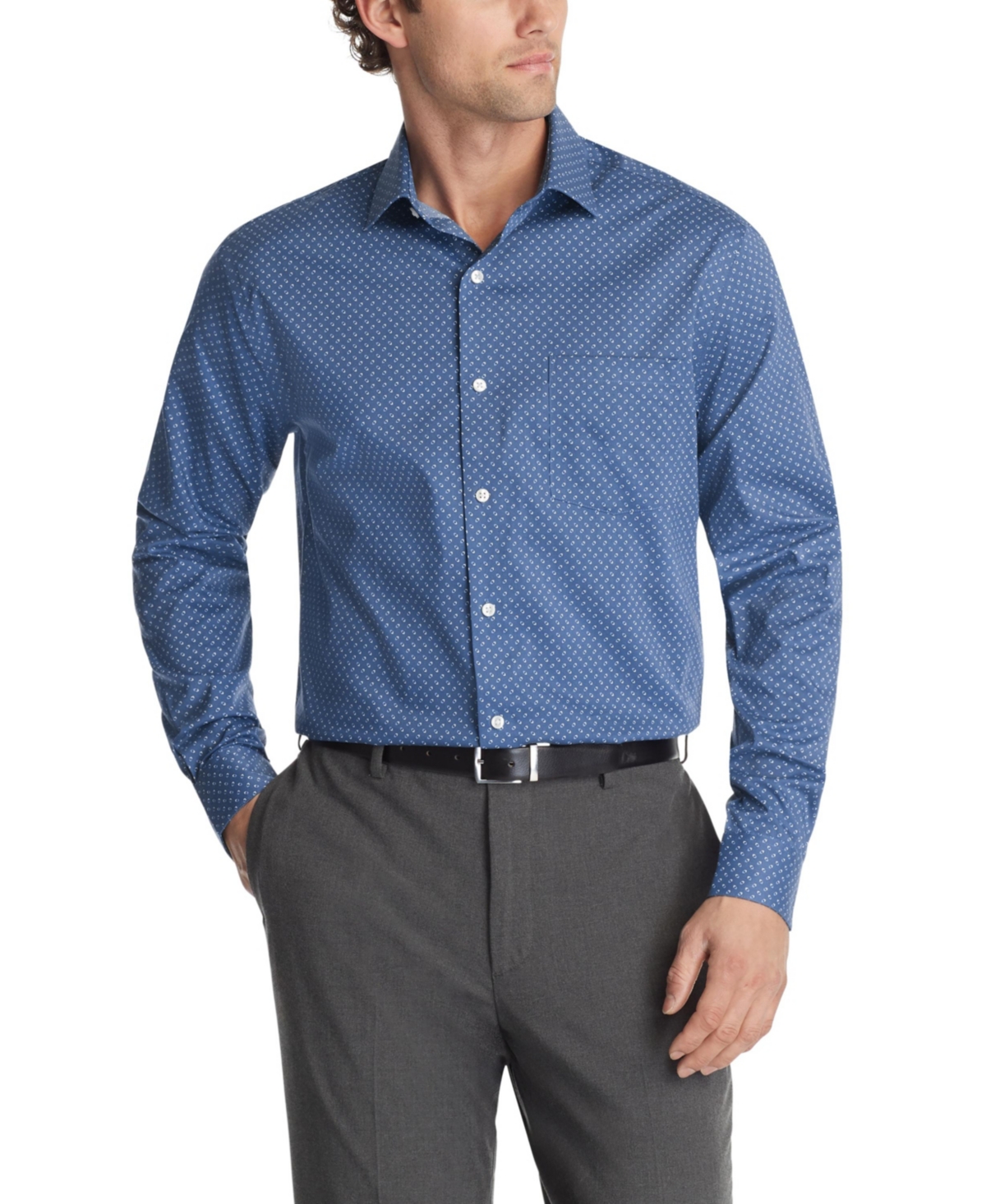 Men's Regular-Fit Wrinkle-Resistant Dress Shirt - Marine Blue