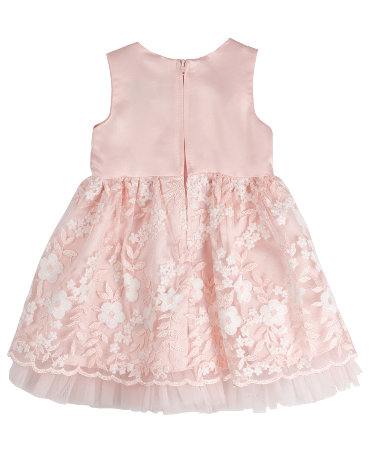 Shop Rare Editions Baby Girls Silk And Embroidered Mesh Social Dress In Peach