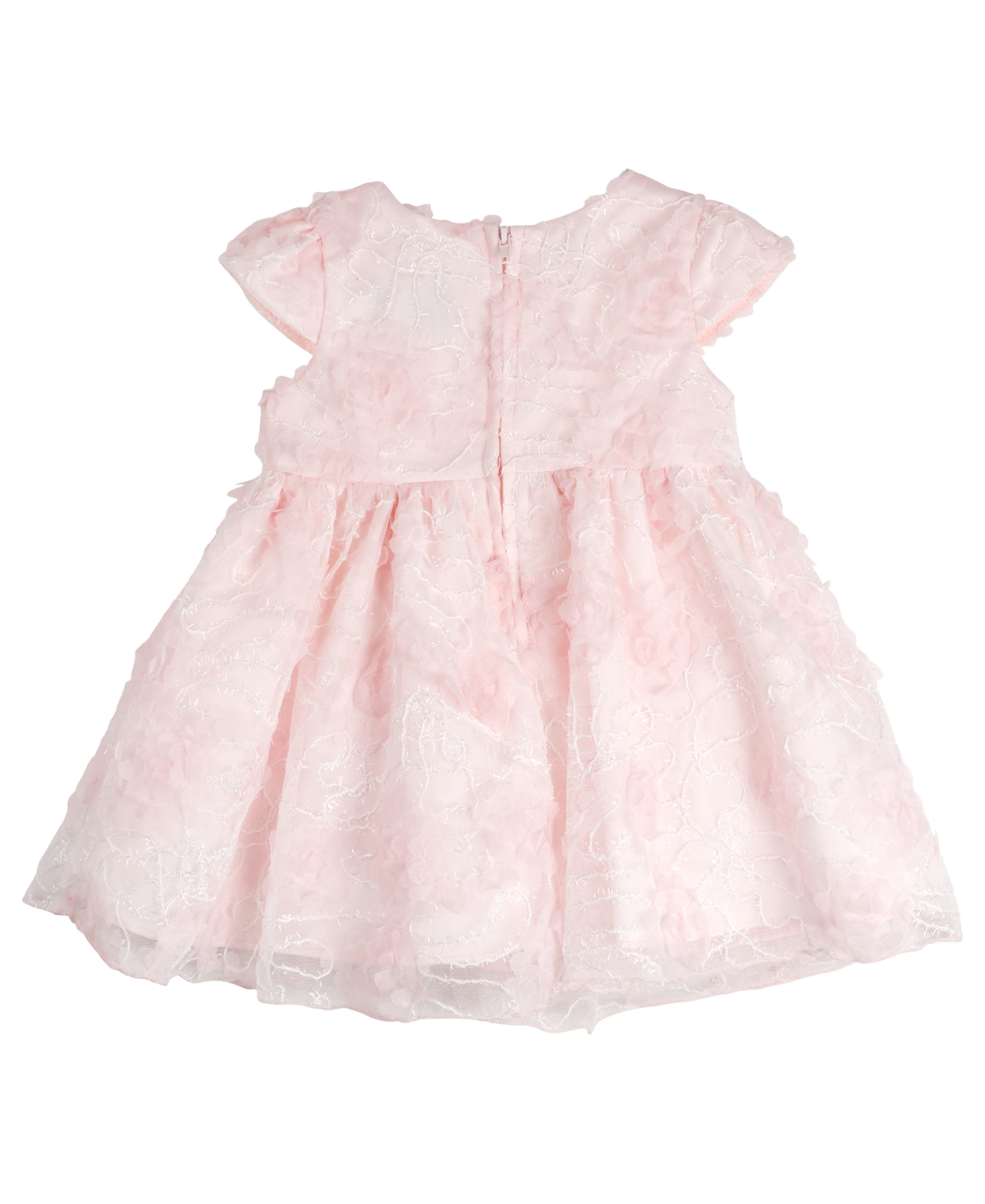Shop Rare Editions Baby Girls Embroidered Floral Soutache Social Dress In Blush