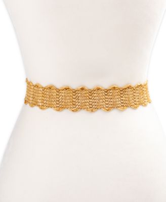 Women's Scalloped Edge Raffia Woven Belt