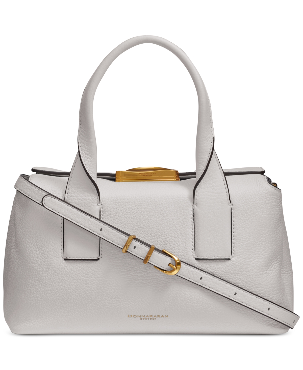 Donna Karan Amagansett Soft-Rolled Leather Satchel with Sculpted Magnet Closure - Black/gold