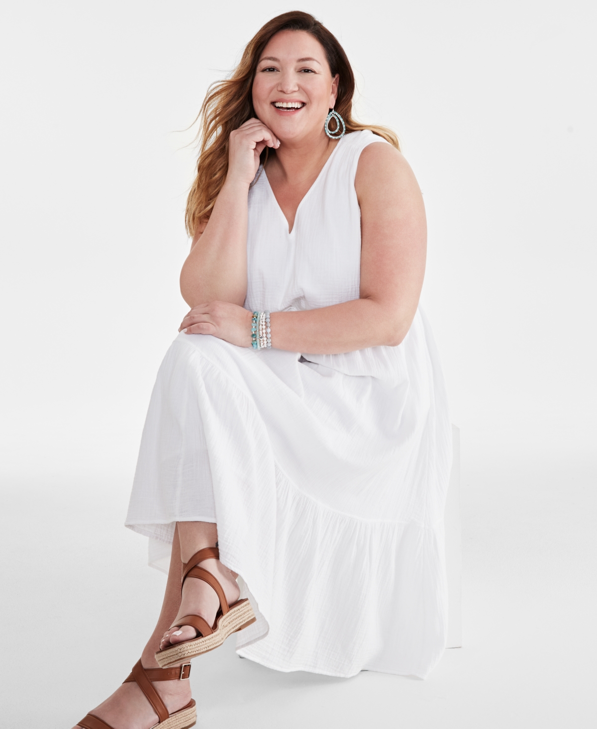 Style & Co Plus Size Sleeveless Cotton Maxi Dress, Created for Macy's