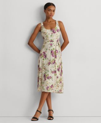 Lauren Ralph Lauren Women's Floral Belted Crepe Sleeveless