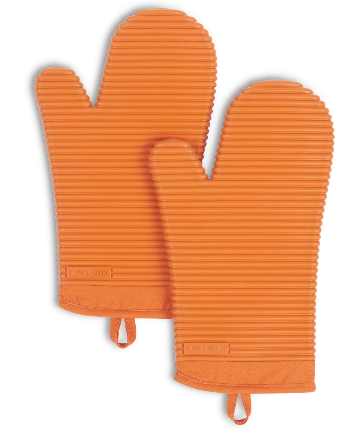 Shop Kitchenaid Ribbed Soft Silicone Oven Mitt 2-pack Set, 7.5" X 13" In Honey