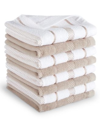 KitchenAid Albany Dishcloth 8 Pack Set, 12" x 12" - Milkshake, White, 12" x 12" Decorative Pillow