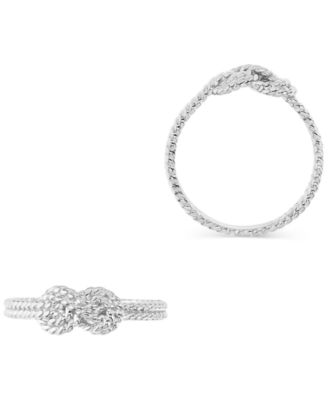 Rope-Textured Double Knot Double Band Statement Ring