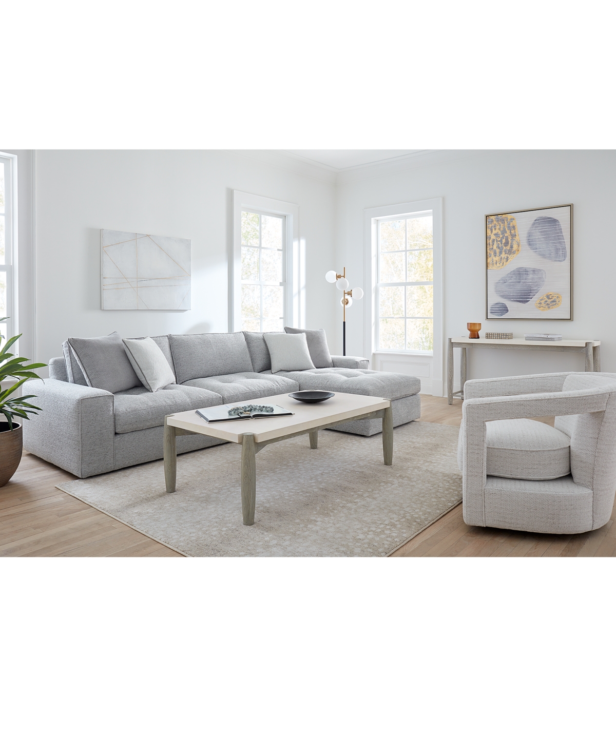 Macy's Tycer 33" Fabric Swivel Chair, Created For  In Grey