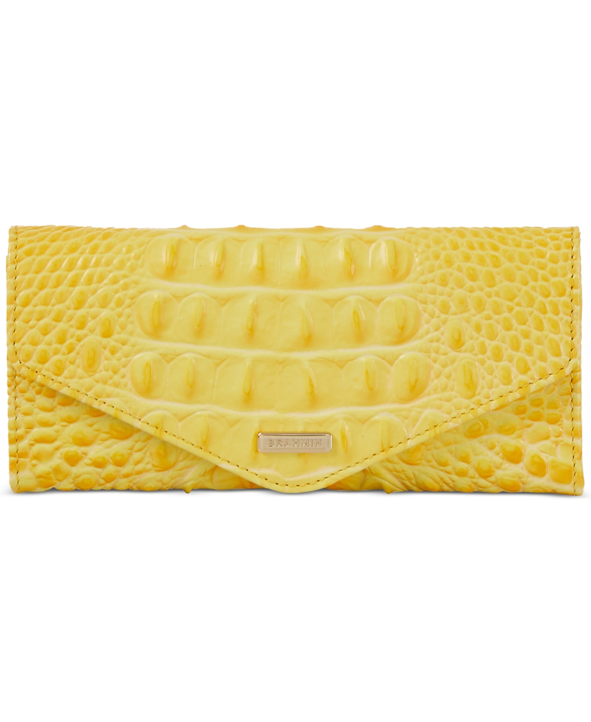Brahmin Veronica Melbourne Embossed Leather Wallet In Buttercup