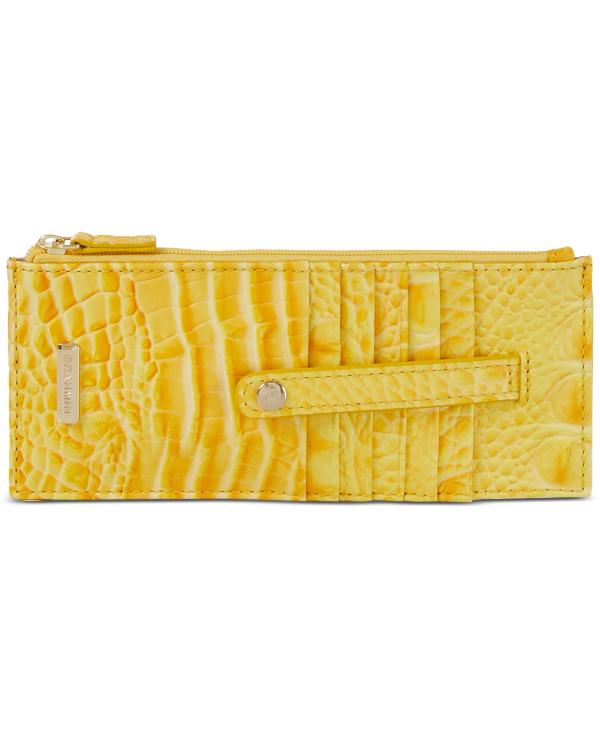 Brahmin Credit Card Melbourne Embossed Leather Wallet In Buttercup