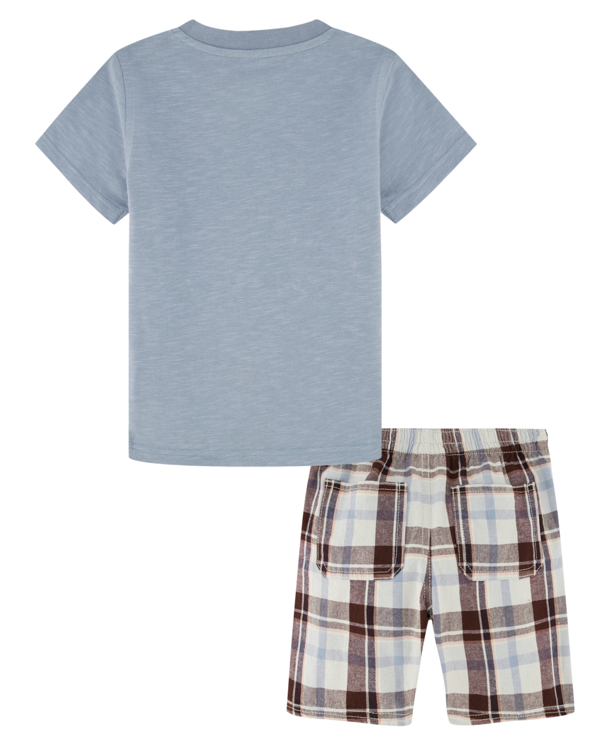 Kids Headquarters Toddler and Little Boys Rocket Short Sleeve T-shirt and Prewashed Plaid Shorts - Plaid