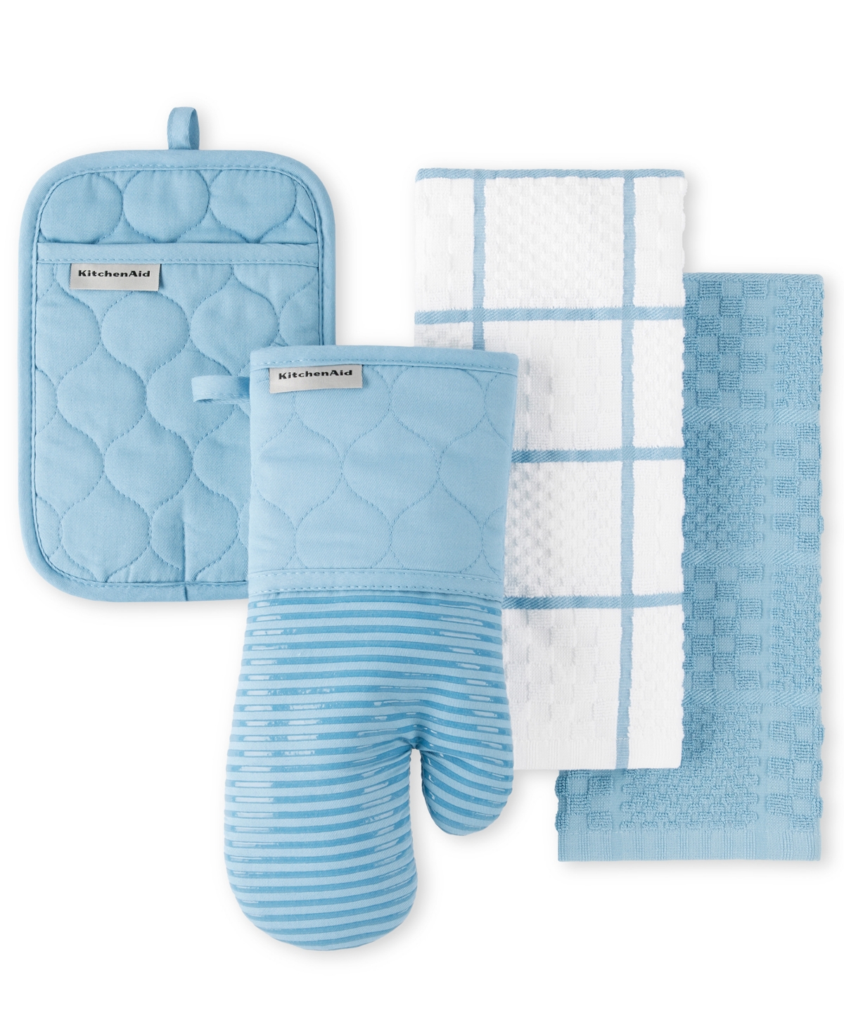 Shop Kitchenaid Onion Quilt Kitchen Towel, Oven Mitt, Potholder 4-pack Set, In Blue Velvet