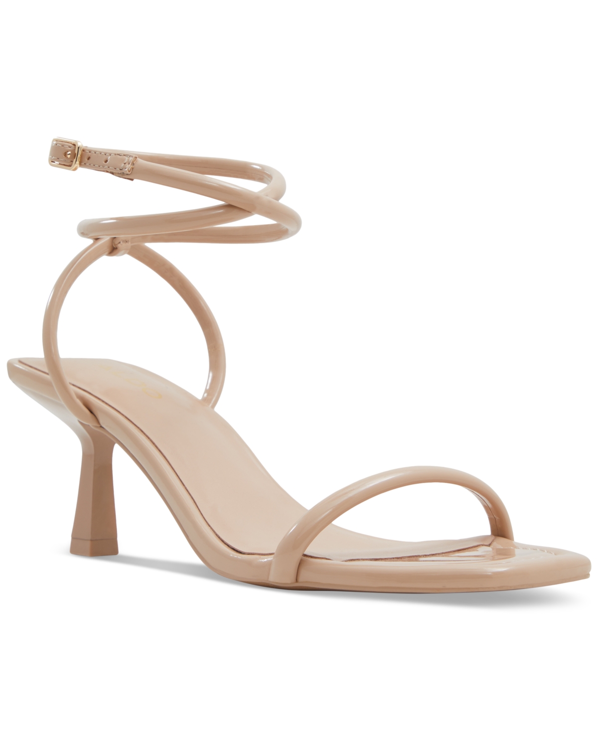 Shop Aldo Women's Dime Strappy Ankle Wrap Dress Sandals In Bone Patent