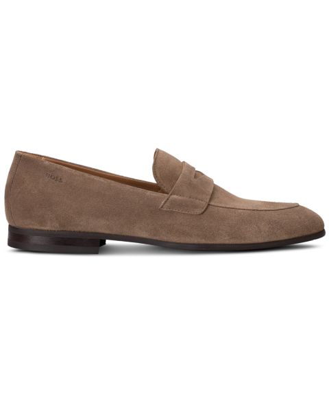 Мужские туфли Hugo Boss Gavrie Suede Dress Loafer, цвет: Бежевый