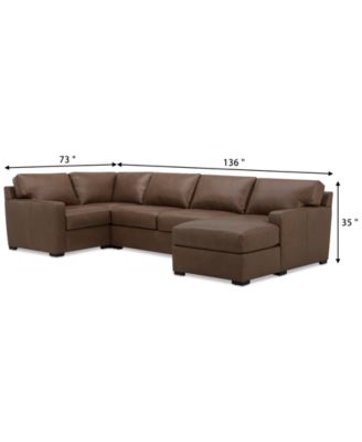 Radley 136" 4-Pc. Leather Square Corner Modular Chaise Sectional, Created for Macy's