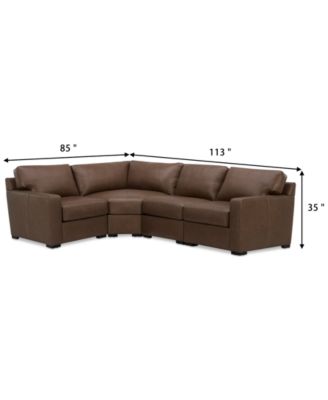 Radley 113" 4-Pc. Leather Wedge Sectional, Created for Macy's