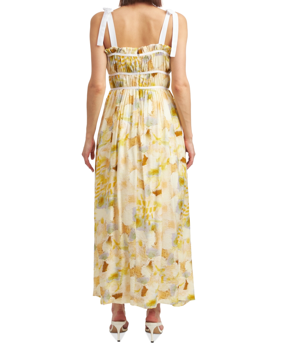 Shop En Saison Women's Torrey Shirred Maxi Dress In Yellow Combo