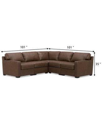 Radley 101" 5-Pc. Leather Square Corner L Shape Modular Sectional, Created for Macy's