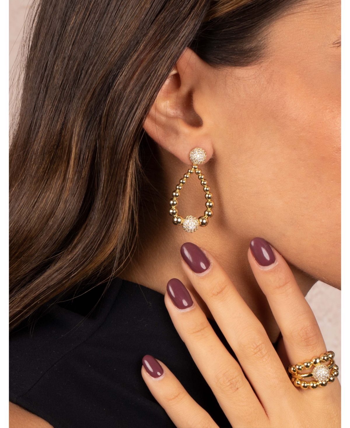 Shop By Adina Eden Solid And Pave Triple Row Beaded Ring In Gold