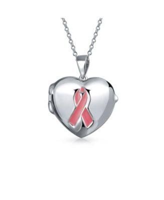 Bling Jewelry Keepsake Heart Locket Necklace with Ribbon for Breast ...