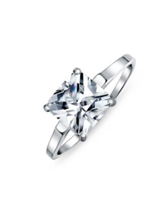 Simple 3CTW Square CZ Solitaire Promise Ring Thin 1.5MM Band Rose Gold Plated .925 Sterling Silver