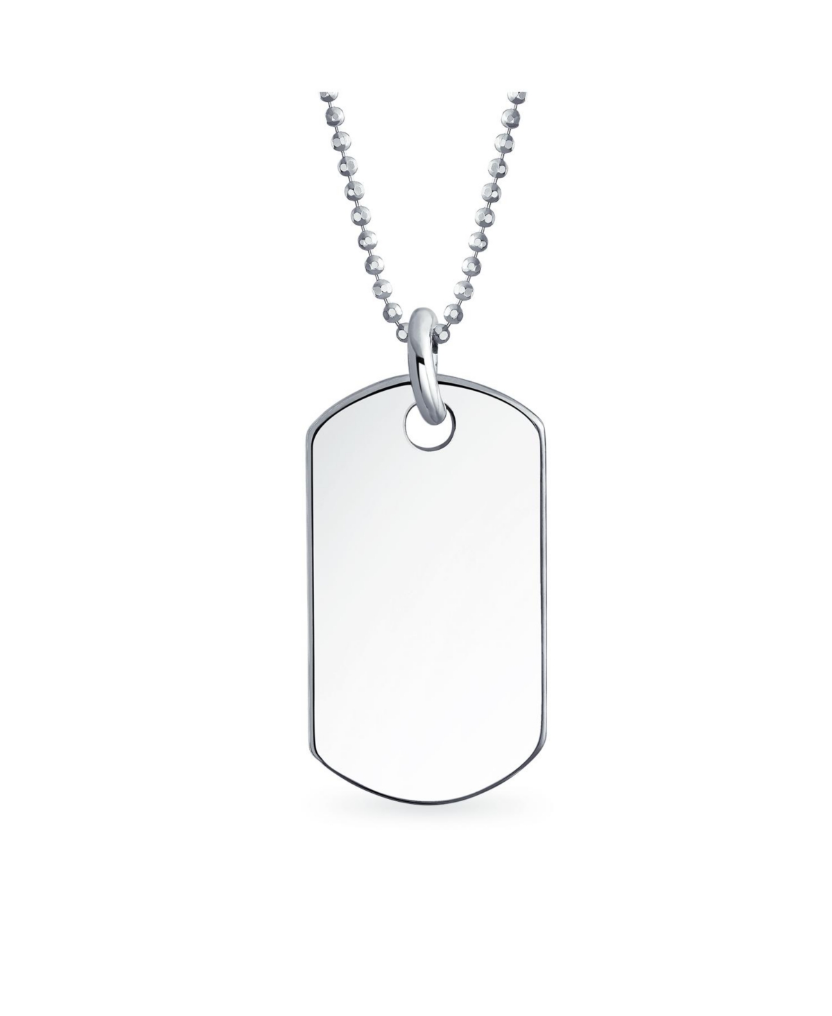 Medium Plain Simple Basic Cool Men's Identification Military Army Dog Tag Pendant Necklace For Men Teens Polished Sterling Silver - Silv