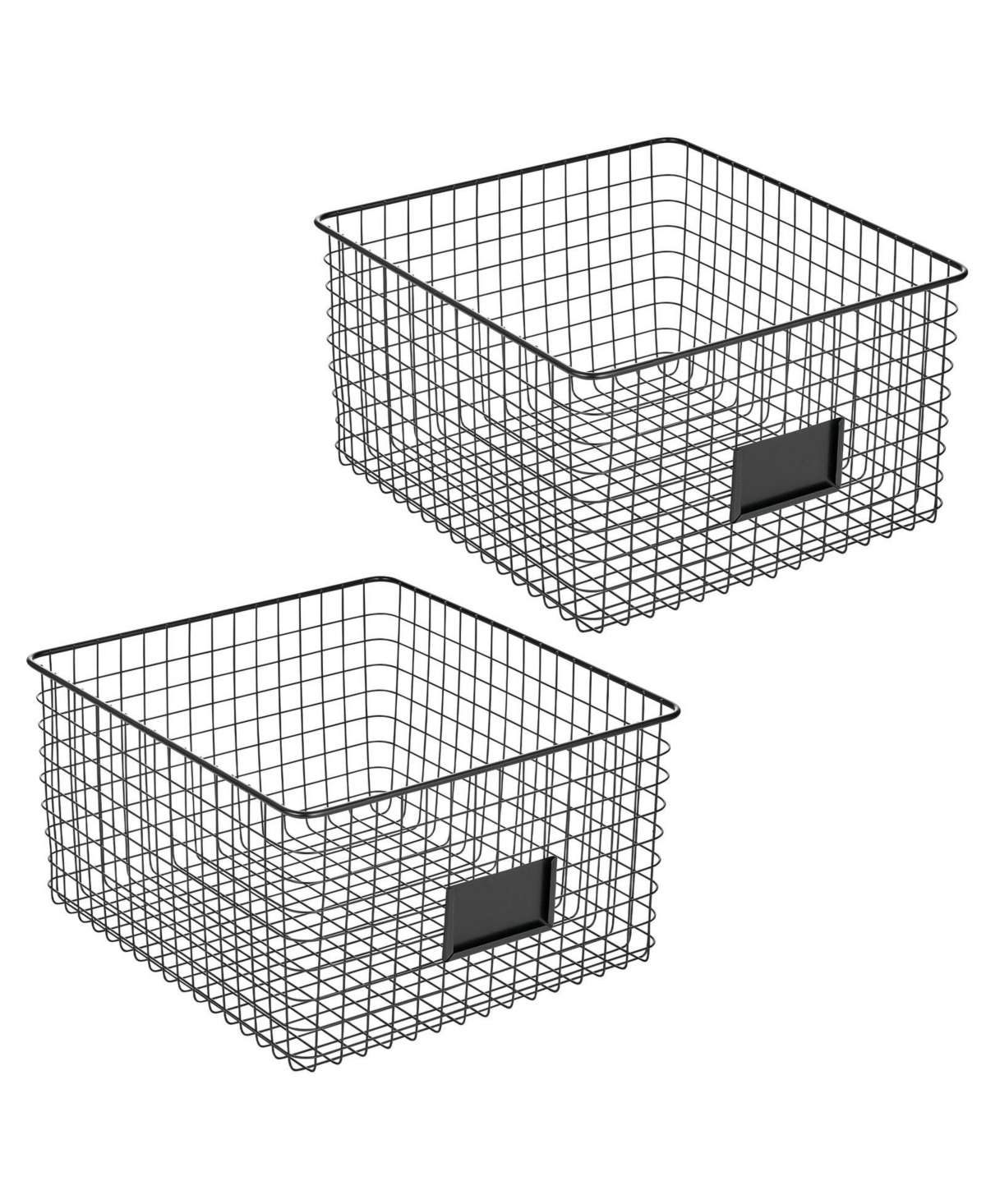 mDesign Bedroom Closet Storage Organizer Basket, Label Slot, 2 Pack
