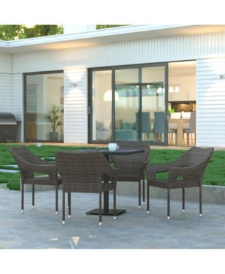 Embry All-Weather Indoor/Outdoor Stacking Patio Dining Chairs With Steel Frame And Weather Resistant Pe Rattan