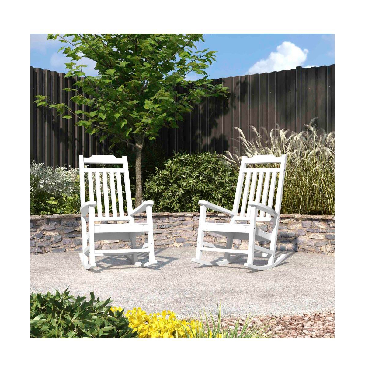 Merrick Lane Set Of 2 Hillford Poly Resin Indoor/Outdoor Rocking Chairs
